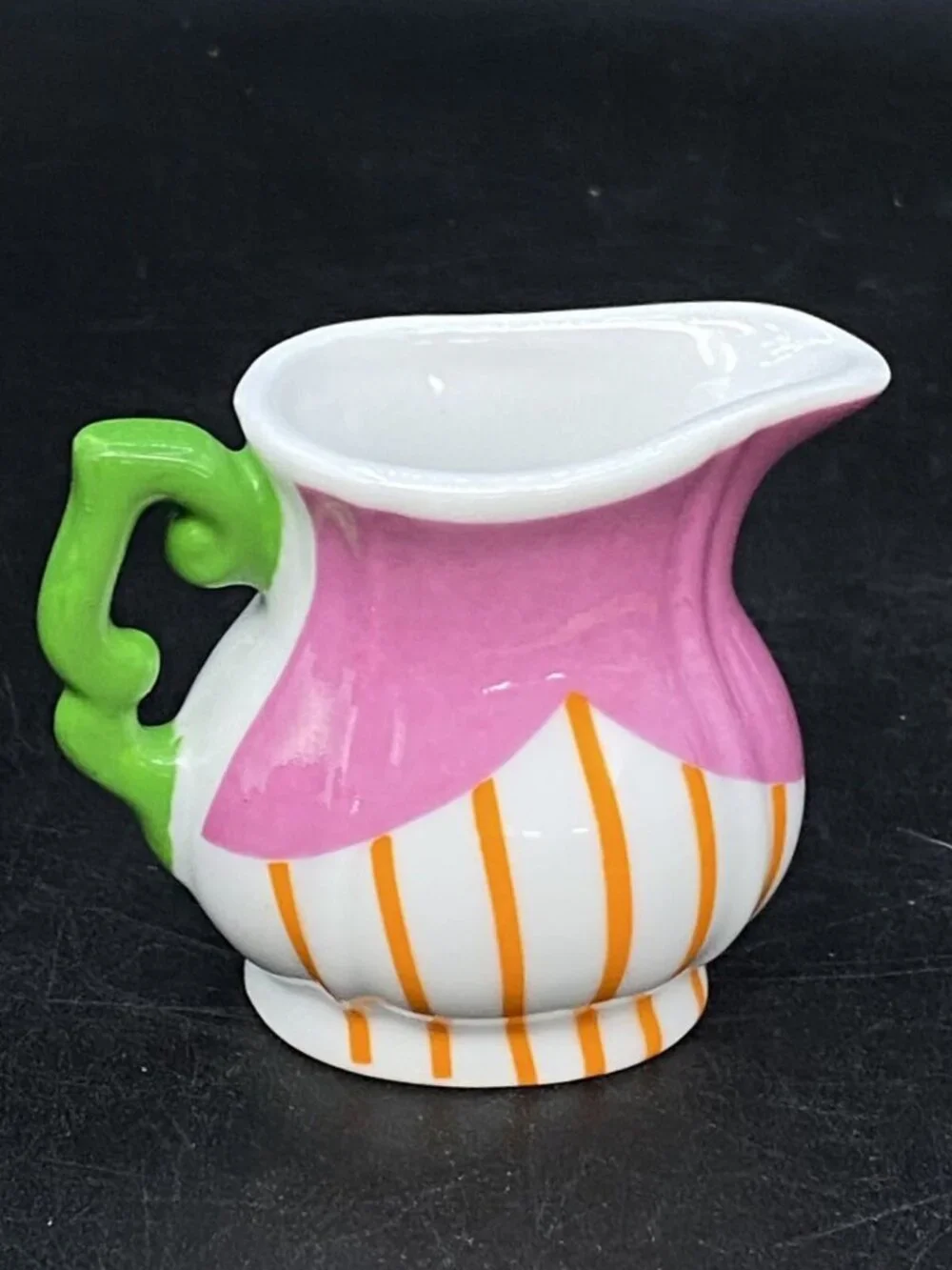 Italian Tre Marie Pottery Pitcher & Retro Green Pink Miniature Lot 2